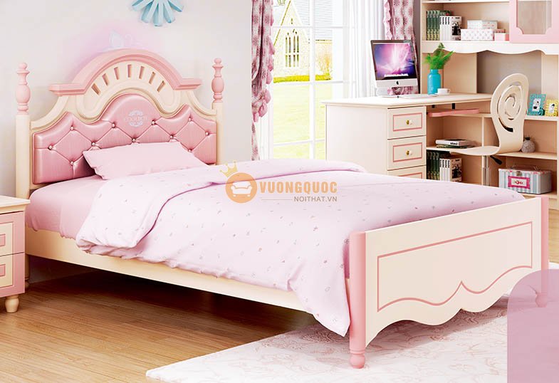 Bộ giường ngủ công chúa sắc hồng cho không gian riêng của bé yêu ấn tượng